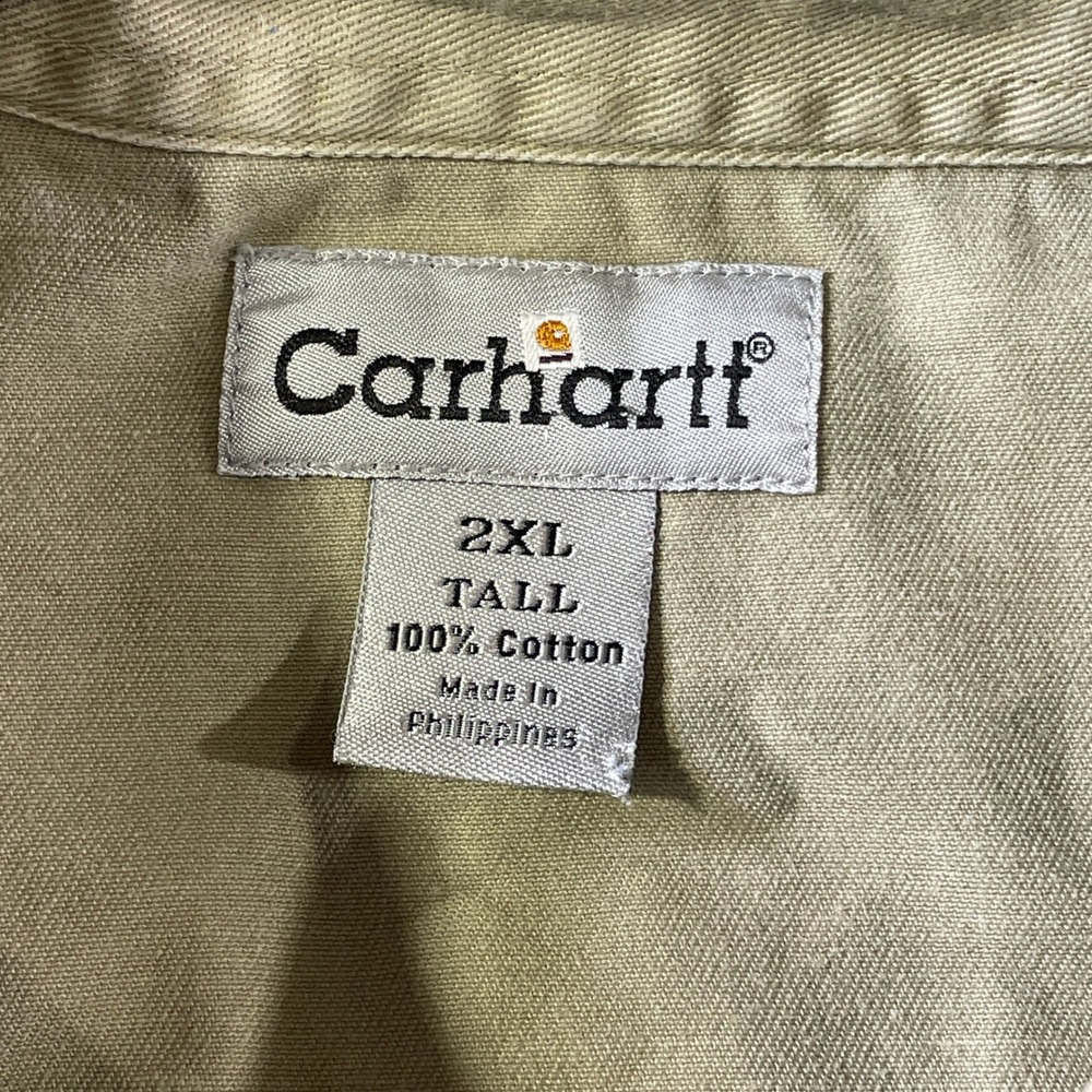 Carhartt Workwear Shirt Mens 2XL Tall Tan Heavy Western Pearl Snap Twill '09 - Picture 2 of 12